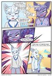 anthro blue_body blue_eyes blue_fur breasts clothed clothing comic conditional_dnp corruption dialogue english_text felid feline female fur genitals greeting hi_res male male/female mammal paliken penis pink_eyes purple_body purple_fur ryoku_(character) tentacles text url vaatari white_body white_fur