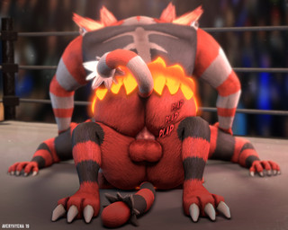 2019 3d_(artwork) 5:4 anal anal_penetration anthro averyhyena balls big_balls big_butt big_penis bodily_fluids bouncing_balls butt claws cowgirl_position crowd digital_media_(artwork) dominant dominant_male duo erection exhibitionism felid feline from_front_position fur genital_fluids genitals group humanoid_genitalia humanoid_penis incineroar lying male male/male male_on_bottom male_on_top male_penetrated male_penetrating male_penetrating_male mammal nintendo nude on_back on_bottom on_top paws penetration penis pokémon pokémon_(species) precum public rear_view rough_sex sex source_filmmaker submissive submissive_male text video_games