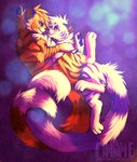 ambiguous/ambiguous ambiguous_gender anthro digitigrade duo entwined_tails eye_contact feet fur head_tuft hindpaw hug hugging_another looking_at_another nude orange_body orange_fur paws purple_eyes smile smiling_at_another striped_body striped_fur stripes tail tail_coil tuft white_body white_fur yellow_eyes falvie felid mammal pantherine tiger 2011 digital_media_(artwork) digital_painting_(artwork) painting_(artwork) shaded