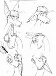 breaking_the_fourth_wall clothing hair hat head_only headgear headwear snaggle_tooth sneeze solo pez_wolf out-of-placers fenric mammal yinglet black_and_white headshot_portrait monochrome portrait