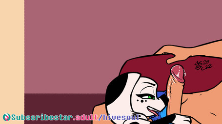 bestiality bite biting_lip bodily_fluids clothing collar detailed_background drooling duo fellatio female female_focus female_on_human feral feral_focus fur genital_fluids genitals green_eyes human_on_feral interspecies licking male male/female male_on_feral oral paws penile penis penis_lick saliva sex sit_and_blow_position size_difference solo_focus tail tail_motion tailwag text tongue tongue_out underwear young young_feral soulcentinel 101_dalmatian_street 101_dalmatians disney dolly_(101_dalmatians) canid canine canis dalmatian domestic_dog human mammal 16:9 2022 animated animated_gif hi_res short_playtime widescreen