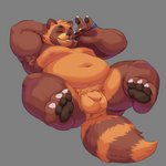 anthro armpit_hair balls belly body_hair brown_body brown_fur eyes_closed feet flaccid fur genitals humanoid_hands lying male moobs navel nipples overweight overweight_anthro overweight_male pawpads penis simple_background soles solo brunchpup monochromepup league_of_legends riot_games tencent spirit_blossom_teemo teemo_(lol) canid canine mammal raccoon_dog tanuki yordle 1:1 2020 hi_res