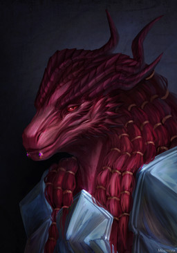 4_horns anthro armor braided_hair cheek_spikes dreadlocks facial_piercing facial_spikes hair horn lip_piercing long_hair looking_at_viewer male multi_horn narrowed_eyes piercing pupils red_body red_eyes red_hair red_scales ridged_horn scales side_view simple_background slit_pupils snout solo spikes spikes_(anatomy) morsylvia dungeons_and_dragons hasbro wizards_of_the_coast jinsash_(heatseekerdiin) dragonborn_(dnd) scalie 2025 bust_portrait detailed hi_res portrait story story_in_description