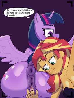 animal_genitalia animal_vulva anus butt camera_hud dock_(anatomy) duo equine_anus equine_genitalia equine_vulva female female/female feral fingering genitals horn puffy_anus simple_background tail text vulva wings nirstormlord equestria_girls friendship_is_magic hasbro my_little_pony mythology sunset_shimmer_(eg) twilight_sparkle_(mlp) equid equine human mammal mythological_creature mythological_equine winged_unicorn 3:4 absurd_res english_text hi_res