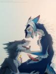 anthro bodily_fluids cum duo eyewear genital_fluids genitals glasses male male/male nude penis precum saliva sergal_penis tongue twisted_penis sidgi kel thorin sergal hi_res