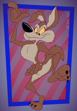 3_toes 4_fingers abstract_background anthro arm_tuft athletic athletic_anthro athletic_male back_tuft belly bent_ear biped black_eyes black_nose black_toe_claws brown_body brown_fur butt butt_from_the_front cheek_tuft chest_tuft claws curling_tail curvy_figure elbow_tuft eyebrows facial_tuft featureless_crotch feet fingers fluffy fluffy_chest fluffy_tail fur gesture hand_gesture head_tuft humanoid_feet humanoid_hands knee_tuft knee_up leg_tuft male multicolored_body multicolored_fur nude on_one_leg pattern_background paws pecs plantigrade pointing pointing_up pose puffed_out_chest raised_finger raised_foot raised_heel raised_index_finger raised_tail shoulder_tuft simple_background skinny skinny_anthro skinny_male slim slim_anthro slim_male small_waist smug smug_expression smug_face smug_grin soles solo standing standing_on_toes striped_background tail tan_belly tan_body tan_eyebrows tan_fur tiptoes toe_claws toes toony tuft two_tone_body two_tone_fur wasp_waist wide_hips yellow_sclera gavanzude looney_tunes warner_brothers wile_e._coyote canid canine canis coyote mammal 2026 alternate_version_at_paywall colored digital_drawing_(artwork) digital_media_(artwork) flat_colors hi_res pinup signature