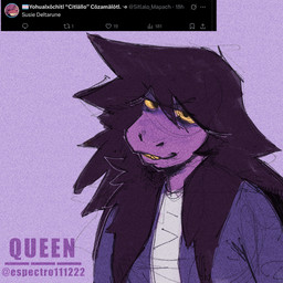 anthro black_eyes blue_clothing blue_jacket blue_topwear clothing eye_bags female hair jacket long_hair looking_at_viewer purple_body purple_hair purple_scales scales simple_background smile solo text topwear yellow_sclera espectro111222 deltarune twitter undertale_(series) susie_(deltarune) reptile scalie 1:1 2025 artist_name digital_drawing_(artwork) digital_media_(artwork) watermark
