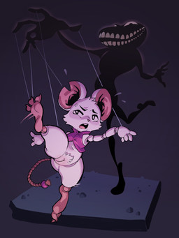 ambiguous_gender anthro bodily_fluids bottomless bottomless_female buckteeth clothed clothing duo feet female genitals marionette navel open_mouth soles string sweat tail teeth tongue vulva capcognito mina_the_hollower yacht_club_games mina_(mina_the_hollower) mammal mouse murid murine rodent 2026 3:4 english_description hi_res