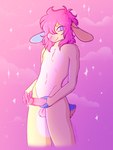 anthro bodily_fluids cum erection femboy genital_fluids genitals leaking_cum leaking_precum male nub_tail penis pose precum solo sparklefur sshartfest lagomorph leporid mammal rabbit absurd_res colorful_theme hi_res pastel_theme pinup