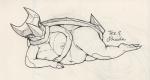 anthro breasts female genitals looking_at_viewer nipples non-mammal_breasts pussy solo tekandprieda_(artist) crema_(company) temtem crystle_(temtem) reptile scalie temtem_(species) monochrome