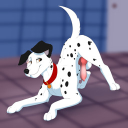 animal_genitalia animal_penis ass_up balls black_spots canine_genitalia canine_penis collar door feral floppy_ears fur genitals kitchen knot male penis presenting solo spots white_body white_fur nauticalcanine 101_dalmatians disney pongo canid canine canis dalmatian domestic_dog mammal 1:1 absurd_res hi_res