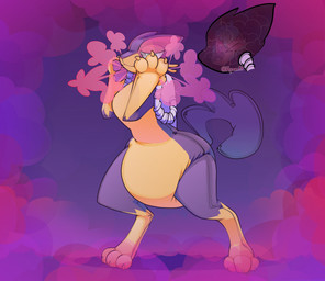 3_toes 4_fingers ambiguous_gender anthro bodysuit breasts clean_diaper clothed clothing cloud_emanata cutaway diaper diaper_under_clothing digitigrade emanata expression_cutaway feet feminization fingers gas_tank hand_on_face hosesuit hypnosis hypnotic_gas latex latex_bodysuit latex_clothing latex_skinsuit mind_control one_eye_closed pokemon_clothing ringed_eyes simple_background skinsuit solo standing tail tight_clothing toes twitter_handle wearing_diaper rapoof nintendo pokemon generation_5_pokemon liepard pokemon_(species) absurd_res full-length_portrait hi_res portrait