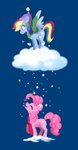 duo female feral hair multicolored_hair multicolored_tail pink_body pink_hair pink_tail rainbow_hair rainbow_tail scarf tail tongue tongue_out wings winter_hat 28gooddays friendship_is_magic hasbro my_little_pony mythology pinkie_pie_(mlp) rainbow_dash_(mlp) earth_pony equid equine horse mammal mythological_creature mythological_equine pegasus pony absurd_res hi_res