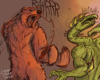 ambiguous_gender amputation attack beak biped blade blood blood_from_wound blood_splatter bodily_fluids broken_neck claws dismemberment duo female feral fur gore improvised_weapon missing_arm missing_limb open_mouth roaring severed_arm severed_body_part severed_limb simple_background standing teeth tongue tongue_out wounded littlestfuzz animorphs rachel_(animorphs) alien bear brown_bear grizzly_bear hork-bajir mammal ursine 2024 5:4 absurd_res digital_media_(artwork) digital_painting_(artwork) hi_res painting_(artwork)