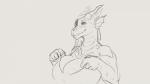 anthro big_breasts breasts curvy_figure female horn huge_breasts looking_at_viewer non-mammal_breasts solo teasing voluptuous bigbig mythology dragon mythological_creature mythological_scalie scalie 16:9 hi_res sketch widescreen