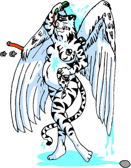 anthro bathing belly breasts eyes_closed featureless_breasts female fur nude pregnant shower showering solo striped_body striped_fur stripes water wings danellz talbona felid mammal pantherine tiger digital_media_(artwork) hi_res