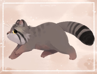 ambiguous_feral ambiguous_gender black_nose brown_markings dipstick_tail feral fur grey_body grey_fur leg_markings markings side_view simple_background socks_(marking) solo striped_markings striped_tail stripes tail tail_markings whiskers bloominglynx felid feline mammal pallas's_cat digital_media_(artwork) digital_painting_(artwork) hi_res painting_(artwork)