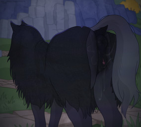 animal_genitalia animal_vulva anus bodily_fluids butt clitoral_winking clitoris cloak clothing dock_(anatomy) equine_genitalia equine_vulva female feral genital_fluids genitals puffy_anus rear_view solo tail vaginal_fluids parabellumpony whyvern elden_ring fromsoftware night's_cavalry equid equine horse mammal absurd_res digital_media_(artwork) hi_res