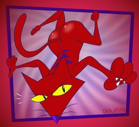 abstract_background anthro arched_back butt casual_nudity claws determined falling fur glistening glistening_butt looking_at_viewer male purple_nose purple_stripes red_body red_fur solo stripes toony upside_down whiskers yellow_eyes gavanzude cartoon_network courage_the_cowardly_dog katz_(courage_the_cowardly_dog) domestic_cat felid feline felis mammal alternate_version_at_paywall digital_drawing_(artwork) digital_media_(artwork) hi_res signature