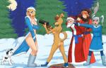 anthro crossgender female feral group holidays male snow blunt-katana flick-the-thief christmas prostokvashino rkn-tan sharik_(prostokvashino) snegurochka canid canine canis domestic_dog human mammal