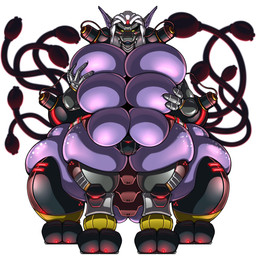 6_breasts anthro breasts cybernetic_arm cybernetic_face cybernetic_leg cybernetic_limb cybernetics featureless_breasts female freckled_legs freckled_thighs freckles hair huge_thighs humanoid_pointy_ears looking_at_viewer machine multi_breast multi_tail pointy_ears purple_body purple_skin simple_background solo standing tail thick_thighs white_background white_hair adjatha trials_in_tainted_space brat_(tits) cyborg taur zaika_(species) 2026 hi_res story story_in_description