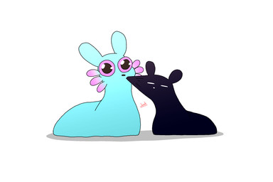 ambiguous/ambiguous ambiguous_gender big_ears bite black_body duo feral gill_hair gills looking_at_viewer nom nomming nude pink_eyes simple_background tail text white_eyes conditional_dnp joxh rain_world videocult rivulet_(rain_world) watcher_(rain_world) amphibian axolotl mammal marine mole_salamander salamander slugcat 3:2 artist_name digital_media_(artwork) hi_res