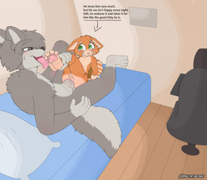 anal anthro anus arms_tied balls bed bedroom bodily_fluids bound butt clenched_teeth crying duo feet foot_fetish foot_grab foot_lick forced furniture genitals hindpaw licking male male/male open_mouth orange_body pain painful_penetration pawpads paws penis rape sex size_difference tears tears_of_pain teeth text tongue tongue_out young young_on_young cancatbeans orange_cat_(cancatbeans) canid canine canis domestic_cat domestic_dog felid feline felis husky mammal nordic_sled_dog spitz absurd_res english_text hi_res