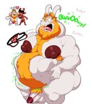 abdominal_bulge anthro antlers areola arm_hair aroused beard belly big_areola big_belly big_butt big_nipples black_beard black_facial_hair black_hair black_pubes blonde_beard blonde_facial_hair blonde_hair body_hair bovid_horn brown_body brown_fur burping burping_up_clothing butt chest_hair clothed clothing dialogue digestion duo erection erection_under_clothing erection_under_underwear excited facial_hair floppy_ears fur genitals grin hair hairy_legs hand_on_belly heart_symbol hearts_around_head horn huge_butt huge_nipples humanoid_pointy_ears larger_male long_ears looking_at_another looking_at_partner male male/male musclegut muscular mustache nipples nude_anthro nude_male obese obese_anthro obese_male open_mouth open_smile overweight overweight_anthro overweight_male penis pointy_ears pubes red_clothing red_thong red_underwear simple_background size_difference skinny_anthro skinny_male smile tenting text text_on_clothing text_on_underwear thong thong_only tongue topless topless_anthro topless_male underwear underwear_only vore white_background white_body white_fur bobthetanuki deltarune undertale_(series) asgore_dreemurr rudolph_holiday bovid caprine deer goat mammal new_world_deer reindeer hi_res