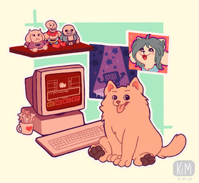 ambiguous_gender anthro bone coffee_mug computer computer_keyboard computer_monitor crt doll electronics female feral game_screen hair heart_container heart_symbol keyboard machine male monitor screen sitting skeleton solo tongue white_body kim-studio undertale undertale_(series) annoying_dog_(undertale) mettaton papyrus_(undertale) sans_(undertale) temmie_(undertale) toriel animated_skeleton boss_monster_(undertale) bovid canid canine canis caprine domestic_dog felid feline goat mammal robot tem undead multiple_images
