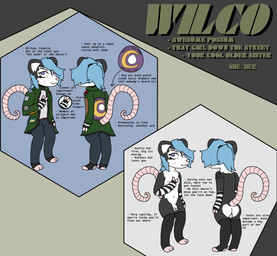 anthro balls black_body black_fur butt clothed clothing eyebrows eyelashes fully_clothed fur genitals gesture gloves green_text hand_gesture handwear jacket lgbt_pride looking_at_viewer male nipples nude penis pink_nose pink_tail pride_colors profanity purple_eyes simple_background simple_eyes smile solo standing tail text topwear transgender_pride_colors v_sign whisker_spots flushmutt wilco_(flushmutt) american_opossum mammal marsupial virginia_opossum english_text hi_res model_sheet trans_(lore) trans_woman_(lore)
