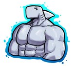 abs anthro gills male muscular muscular_anthro muscular_male pecs simple_background simple_eyes solo dynogreeno largo_(dynogreeno) fish marine shark hi_res