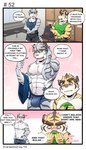 abs anthro blush bottomwear bulge clothing dialogue duo locker_room male male/male shirt shorts tank_top text topwear underwear undressing h155296 gym_pals myosotis_(gym_pals) pal_(gym_pals) felid mammal pantherine tiger 4:7 comic english_text hi_res