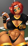 abs american_football anthro breasts cleavage clothed clothing female lingerie muscular muscular_anthro muscular_female solo sport mastergodai upstairstudios elexis_(mramp) mrs._amp_(mramp) mammal mustelid musteline true_musteline weasel hi_res