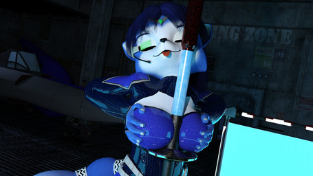 anthro black_nose blue_body blue_fur blue_hair breasts clothed clothing female fur green_eyes hair pole solo tongue tongue_out torqueemup charleyfox_(modeler) nintendo star_fox krystal_(charleyfox) krystal_(star_fox) canid canine fox mammal 16:9 2018 3d_(artwork) 4k absurd_res daz_studio_(artwork) digital_media_(artwork) hi_res widescreen