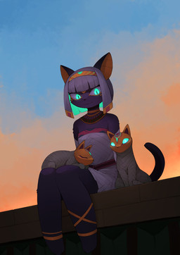 3_toes :3 accessory ambiguous_feral ambiguous_gender anklet anthro arm_wraps barefoot biped black_body black_ears black_fur black_nose black_tail bob_cut building choker clothed clothed_anthro clothed_female clothing detailed_background dress egyptian egyptian_clothing eye_markings eyelashes eyes_closed feet female female_anthro feral front_view fully_clothed fur glowing glowing_eyes green_eyes green_hair group hair hair_accessory hairband jewelry kalasiris kemono larger_anthro larger_female looking_at_viewer markings mask medium_hair monotone_body monotone_fur monotone_tail multicolored_ears multicolored_hair mummy_wrappings necklace on_lap orange_inner_ear outside pupils rooftop sitting size_difference sky sleeping slit_pupils smaller_ambiguous smaller_feral smile solo sunset tail toes trio two_tone_ears two_tone_hair usekh white_clothing white_dress white_hair wraps yellow_markings kamukamu6392 egyptian_mythology middle_eastern_mythology mythology bast deity domestic_cat felid feline felis mammal mummy undead 2025 colored digital_media_(artwork) full-length_portrait hi_res portrait shaded