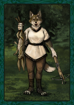 anthro arrow_(weapon) corpse crossbow death duo female feral happy holding_corpse holding_object holding_weapon hunter outside ranged_weapon smile smiling_at_viewer weapon flintchips canid canine canis lagomorph leporid mammal rabbit wolf absurd_res hi_res