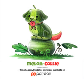 ambiguous_gender breath collar fangs feral food fruit grass green_eyes humor melon panting plant pun rope simple_background solo teeth text visual_pun watermelon white_background piper_thibodeau border_collie canid canine canis collie domestic_dog food_creature herding_dog mammal pastoral_dog sheepdog 2016 digital_media_(artwork) digital_painting_(artwork) english_text painting_(artwork)