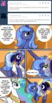 blue_body blue_feathers comic duo english_text equid equine feathered_wings feathers female feral friendship_is_magic hasbro hi_res horn loopend mammal my_little_pony mythological_creature mythological_equine mythology princess_celestia_(mlp) princess_luna_(mlp) smile text tumblr white_body white_feathers winged_unicorn wings