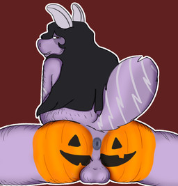 anthro balls body_hair butt clothing costume genitals halloween_costume holidays male paint paint_on_butt presenting presenting_hindquarters raised_tail slightly_chubby solo spread_legs spreading tail sunny_furr halloween arthropod insect lepidopteran moth hi_res