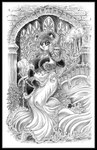 anthro areola bed beverage big_breasts biped black_border border breasts candle choker cleavage clothed clothing covering covering_crotch detailed_background dress ear_piercing ear_ring female flower furniture hair hatching holding_beverage holding_glass holding_object huge_breasts jewelry lidded_eyes long_hair looking_at_viewer midriff navel necklace nipples piercing plant ring_piercing rose_(flower) smile solo stained_glass lachland-nightingale ushi_yuen bear giant_panda mammal absurd_res hi_res monochrome pen_(artwork) traditional_media_(artwork)