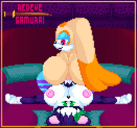 abdominal_bulge anthro belly belly_expansion belly_inflation big_breasts big_butt big_penis black_body black_fur black_hair black_nose bodily_fluids bouncing bouncing_breasts breasts butt cum cum_in_vagina cum_inflation cum_inside duo ejaculation erection expansion fast_sex female female_penetrated fur genital_fluids genitals green_eyes green_hair gynomorph hair huge_breasts huge_butt humanoid_genitalia humanoid_penis inflation intersex intersex/female intersex_penetrating intersex_penetrating_female navel nipples nude penetration penis pixelated red_eyes sex simple_background white_body white_fur redeye_samurai sega sonic_the_hedgehog_(series) cream_the_rabbit bear giant_panda humanoid lagomorph leporid mammal rabbit animated digital_media_(artwork) pixel_(artwork) pixel_animation
