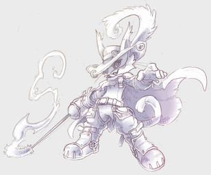 anthro belt boots cape clothing feather_hat footwear gloves handwear hat headgear headwear male melee_weapon rapier shoes smile solo sword weapon naoren bandai_namco digimon digimon_liberator digimon_(species) felid feline mammal nyabootmon hi_res