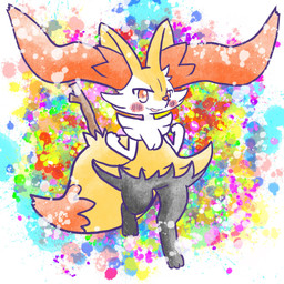 ambiguous_anthro ambiguous_gender anthro blush blush_stickers dipstick_tail front_view looking_at_viewer markings object_in_tail on_one_leg open_mouth open_smile smile snout solo standing stick stick_in_tail tail tail_markings annyui0611 nintendo pokemon braixen canid generation_6_pokemon mammal pokemon_(species) 1:1 2024 colorful_theme digital_drawing_(artwork) digital_media_(artwork) full-length_portrait hi_res japanese_description portrait translated_description