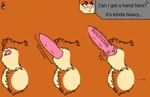 anatomically_inaccurate animal_genitalia animal_penis anthro ball_tuft balls becoming_erect big_balls big_penis blush blush_lines blushing_at_viewer bodily_fluids dialogue dialogue_box dripping embarrassed erection eyebrows eyelashes fur genital_fluids genitals grey_background heavy_balls knot lagomorph_penis leaking_precum looking_away male measurement measurements musk musky_balls number orange_background orange_body orange_fur penis penis_tip pink_eyes pink_penis precum precum_drip precum_on_own_penis precum_on_penis pubes pulsating requesting sex_request sheath simple_background smelly smelly_balls solo sweat sweatdrop sweaty_balls sweaty_genitalia tan_body tan_fur text throb throbbing throbbing_knot throbbing_penis tuft vein veiny_knot veiny_penis rabbitemperor11 sophia_(sophia_e._carrots) hare lagomorph leporid mammal headshot_portrait portrait signature