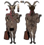 2024 2_horns 3_fingers accessory anthro belly bent_arm black_eyes bovid brown_body brown_facial_hair brown_fur brown_mustache brown_nipples butt caprine censor_bar censored colored curved_horn digital_media_(artwork) eyewear facial_hair fingers flockdog francis_(flockdog) front_view fur glasses goat goat_tail goatee grey_hooves grey_horn hair hair_accessory hair_tie holding_suitcase hooved_fingers hooves horn ibex long_hair long_horn male mammal model_sheet muffin_top multicolored_body multicolored_fur mustache navel nipples nude overweight overweight_anthro overweight_male ponytail rear_view red_hair_tie short_tail simple_background slightly_chubby slightly_chubby_anthro slightly_chubby_male solo standing suitcase tail white_background yellow_sclera
