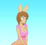 anthro big_breasts blue_background blue_eyes bouncing_breasts breast_expansion breasts brown_hair clothing expansion female hair huge_breasts looking_at_breasts looking_at_own_breasts looking_at_self looking_down navel nipples open_mouth pouch_(anatomy) shirt simple_background solo surprise topwear torn_clothing transformation wardrobe_malfunction bendzz kangaroo macropod mammal marsupial 2020 2d_animation animated digital_media_(artwork) frame_by_frame hi_res short_playtime