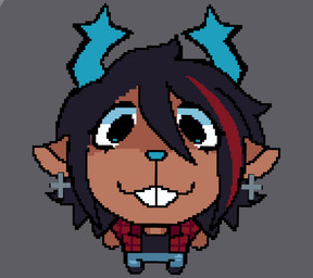 anthro antlers black_eyes black_hair blue_antlers brown_body brown_fur countershading fan_designs female fur hair horn philtrum solo dessoirprinces deltarune noelling_(meme) undertale_(series) dess_holiday deer mammal new_world_deer reindeer digital_media_(artwork) hi_res pixel_(artwork)