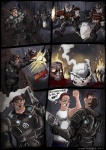 armor blood bodily_fluids clothed clothing death dialogue glass gore gun humor male night profanity propane_tank punch ranged_weapon smile speech_bubble text uppercut weapon shadman epic_games gears_of_war king_of_the_hill microsoft xbox_game_studios hank_hill marcus_fenix alien human mammal 2011 comic crossover english_text url