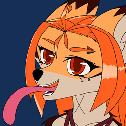 anthro bodily_fluids clothed clothing eyebrow_piercing facial_piercing facial_tattoo female hair licking open_mouth piercing red_eyes red_hair solo tattoo teeth tongue narezka naria_(narezka) canid canine fox mammal 1:1 animated colored digital_media_(artwork) portrait