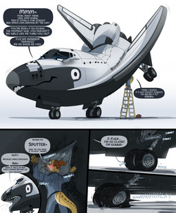 aircraft anthro anthro_prey black_body black_star bodily_fluids bottomwear brown_horn clothing dialogue duo female feral feral_pred genital_fluids genitals grey_bottomwear grey_clothing grey_eyes grey_insides grey_pants grey_shirt grey_topwear horn imminent_unbirth imminent_vore inspection ladder machine male male/female pants shirt speech_bubble spread_vulva spreading tail talking_feral text toolbox topwear unbirthing vaginal vaginal_fluids vehicle vore vulva wheel white_body white_fin yellow_tail dolphinproject living_aircraft living_machine living_spacecraft living_vehicle 2026 comic english_text hi_res
